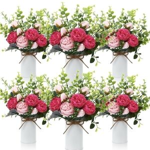 6 Artificial Flowers Sets with Vase